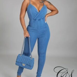Haute Monde blue Denim Jumpsuit nwt